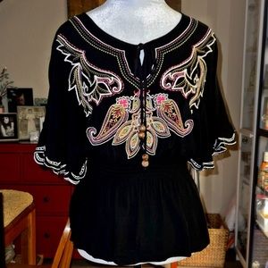 Capri Black Embroidered Blouse